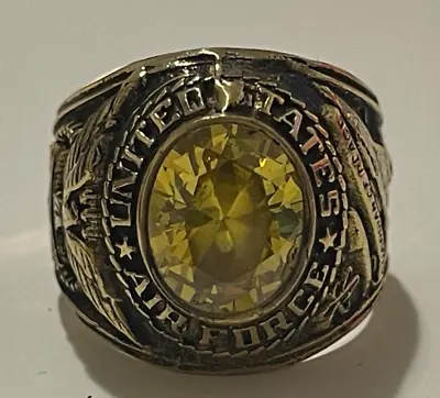 Vintage Ring UNITED STATES AIR FORCE YELLOW Stone Vietnam War Era • $30.99