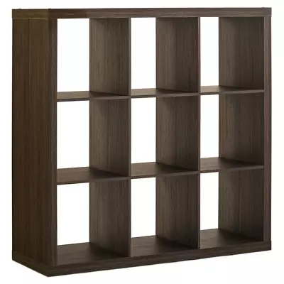 BOOK VINYL RECORD SHELVES 9-Cube Shelf Case Brown/Black/White/Gray • $109.08