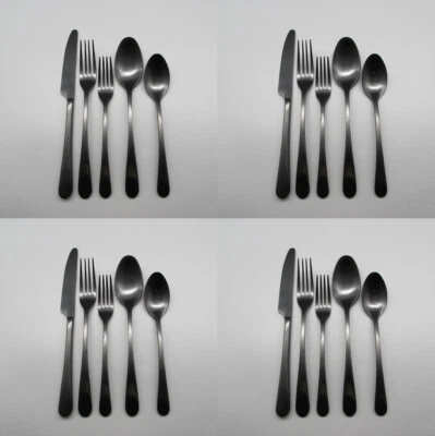 $99.99 • Buy Pottery Barn 18/0 Stainless Mason Gunmetal Black Service For Four - 20pc Set NO
