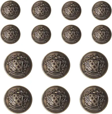 14 Pieces Antique Brass Metal Blazer Buttons Set 23Mm 18Mm For Blazers Suits S • $15.28