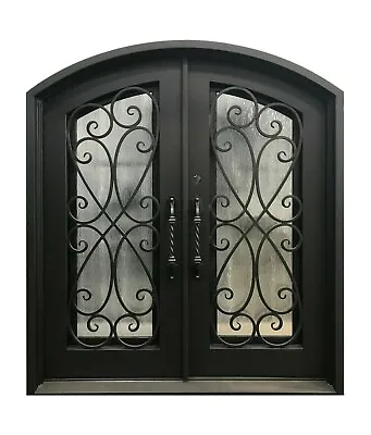 Azle Double Front Entry Wrought Iron Door Rain Glass 72  X 81  Right Active • $3995