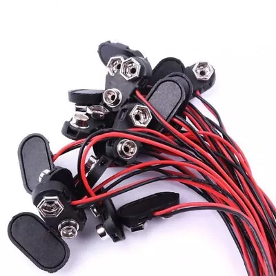 Battery Button 20pcs 9V Battery Clip Black Connector T Type High Quality • $24.22