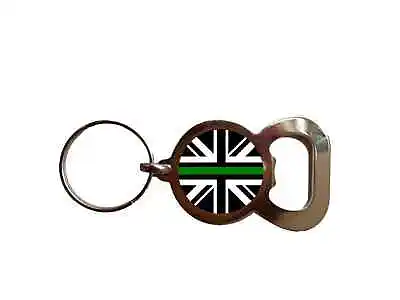 Thin Green Line Union Jack Bottle Opener Metal Keyring And Velvet Gift Bag • £4.99