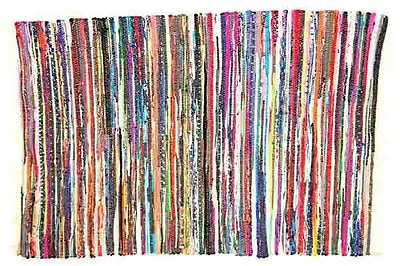 Indian Hand Braided Heavy Rag Rug Floor Mat Recycled Cotton Woven Rugs 90x150cms • £15.99