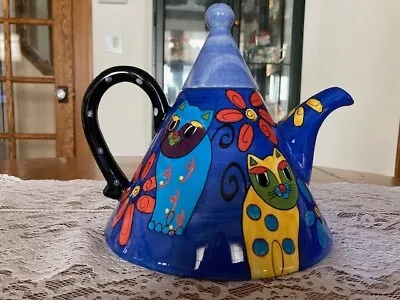 Milson & Louis Handpainted Colorful Cat Teapot W/Lid  VGUC No Chips Or Cracks • $17.50