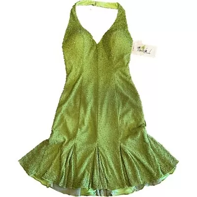 NEW Vintage MIKE BENET Formals Beaded Gown Dress Dark Lime Green Size 6 - NWT • $179.96