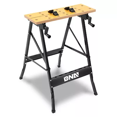 Yellow/Black 100 KG Portable Light Weight Foldable Adjustable Workbench Wood Top • $39.99