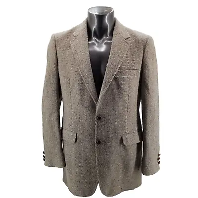 HARRIS TWEED Pure New Wool Herringbone 2Btn Jacket Sportcoat Mens Hand Woven • $39.69