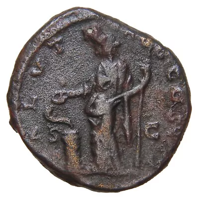 ROMAN EMPIRE - 169-171 AE Dupondius - Marcus Aurelius - Salus Feeding Snake • $45