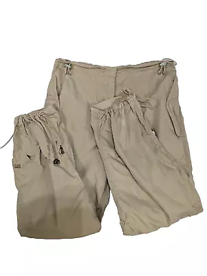 Maharishi Womens Snopants Beige Size 8 Cargo Trousers 3/4 Embroidered Cut Y2K • $111.09