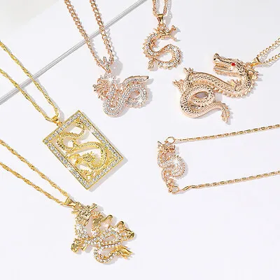 Chinese Twelve Zodiac Dragon Pendant Necklace Women Jewelry Party Accessries ZSY • £5.43