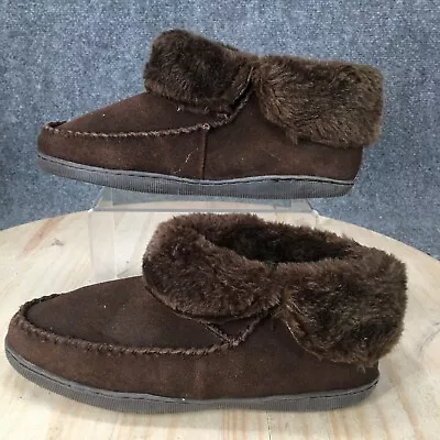 Cabelas Slippers Womens 10 M Winter Boots Brown Suede Leather Faux Fur Lined • $25.89