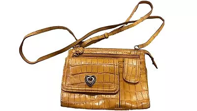 Brighton Mustard Croc Yellow Vintage Crossbody Handbag • $22