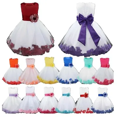 Flower Girls Dress Kid Wedding Bridesmaid Princess Formal Party Prom Gown Skirts • £16.74