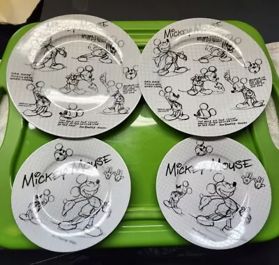 Disney Mickey Mouse Sketchbook Set Of 4 Ceramic Dinner Salad Plates  New • $29.99