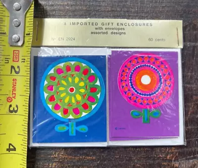 8 Vintage FLOWER POWER Marcel Schurman Belgium Gift Enclosure Card Tags SEALED • $15