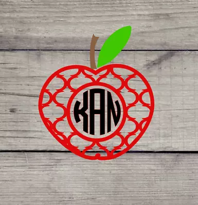 Apple Lattice Monogram Vinyl Decal - Teacher Gift - Cell Phone - Yeti - Laptop • $3