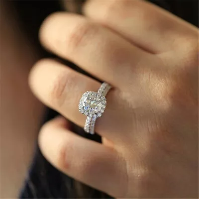 Gorgeous 925 Silver Wedding Rings Women Jewelry White Zirconia Rings Sz 5-12 • $3.87