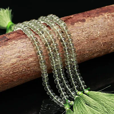 Natural Prasiolite Gems 8.5 Mm Size Faceted Rondelle Beads 8  Strand • $21.60