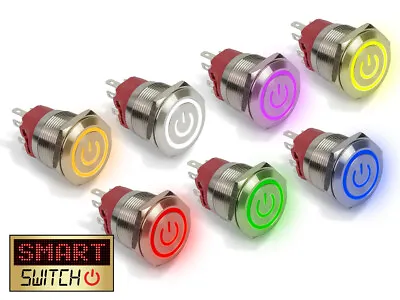 25mm Angel Eye® Power DPDT Stainless Steel Push Button LED Metal Switch AE25 • £8.99
