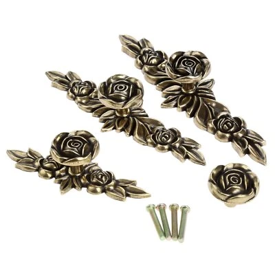 $5.05 • Buy Antique Rose Drawer Cabinet Knob Furniture Wardrobe Door Pull Handle Hardware