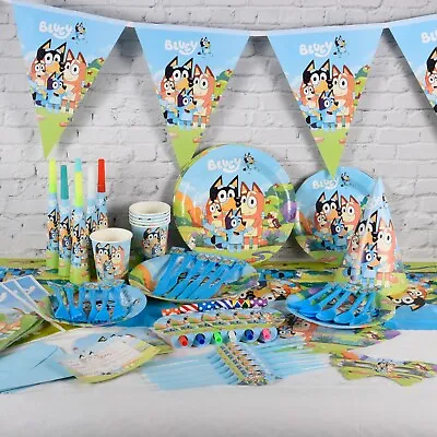 Bluey Birthday Party Decoration Table Cloth Lolly Loot Bag Plate Banner Bingo • £3.39