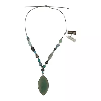 BRAND NEW Chico’s Chunky Silver Tone Necklace With Pendant Cool Mint Adjustable • $18