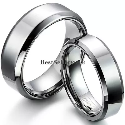 6mm/8mm Comfort Fit Tungsten Carbide Wedding Ring Polished Shiny Beveled-edge • $11.99