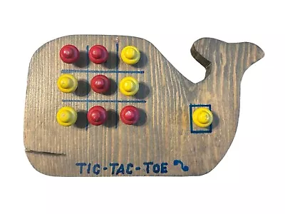 VTG Tic Tac Toe Wooden Handmade WHALE 6” X 4” • $9.95