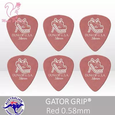🔥🎸 6x Genuine Jim Dunlop 🐊 GATOR GRIP® 0.58mm 🔴 RED Guitar Picks Plectrum • $9.99
