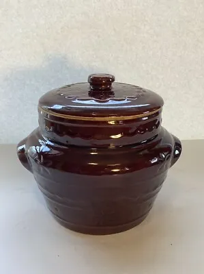 Marcrest Vintage Daisy Dot Ovenproof Stoneware Bean Pot W Handles USA Pottery 6” • $29.99