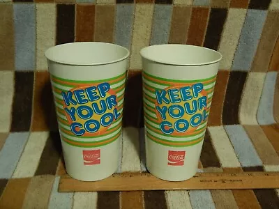 Vintage Burger Chef ~ Coke Coca Cola ~ Keep Your Cool (LOT Of 2) Plastic Cups • $12.99