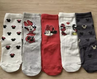 5 Pack Girls Disney Minnie Mouse Socks Uk Size 9-12 Eur 27-30 • £4.99