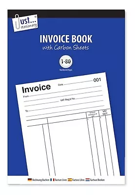 Full Size Invoice Book A5 Receipt Book Pad Carbon Sheets Numbered Cash 80 Pages • £3.29