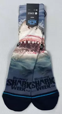 Men's Stance Pearly Whites Discovery Shark Week Crew Height Socks M(6-8.5) • $16.99