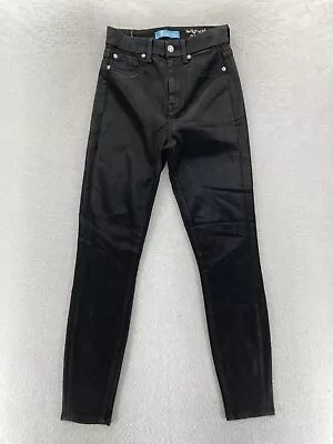 7 For All Mankind B(air) Jeans Women's 24 Skinny Ankle Black Coated Denim Pants • $19.99