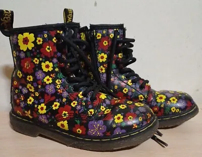 Dr Martens Kids Boot With Slight Wear Flowers Vintage Size  10 UK 11 US G • $69.97