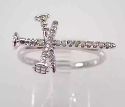 1.30Ct Round Cut Real Moissanite Religious Nail Cross Ring 14K White Gold Plated • $137.69