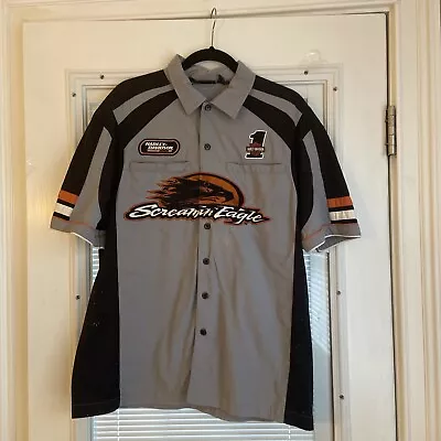 Harley Davidson Racing Shirt Screamin Eagle Performance Button Down Medium Rare • $49.99