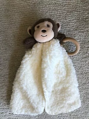 Mud Pie Monkey Safari Woobie Wood Teether Security Blanket Cream Sherpa EUC • $5.95