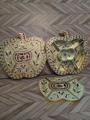 Ornate Gift Dry Fruit Box India Gold Silver Tone Jewelry Storage Meenakari • $38