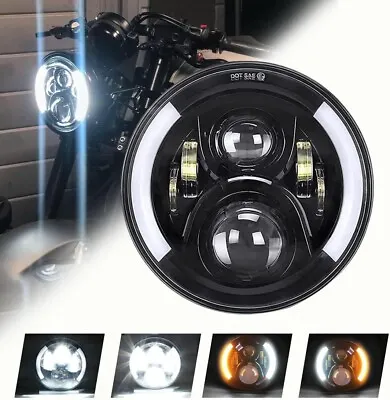 7 Inch LED Motorcycle DRL Turn Signal Headlight For Harley Road King Sportster • $29.99