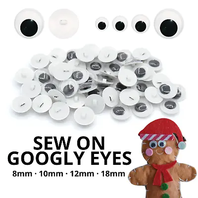 Value Sew On Wiggly Googly Eyes For Teddy Bear/Animal Soft Toy Making • £2.99