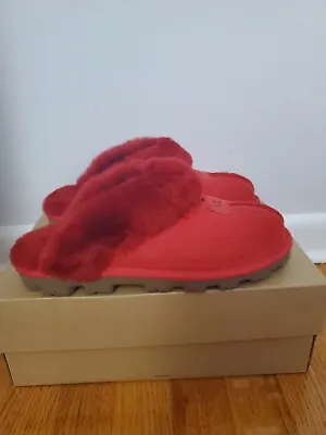 Ugg Coquette Ribbon Red Shearling Lined Mocassin Slippers Us 7 / Eu 38 / Uk 5 • $99.99