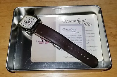 75th Commemorative Disney Steamboat Willie Watch & Decorative Tin *EUC*     • $49.99