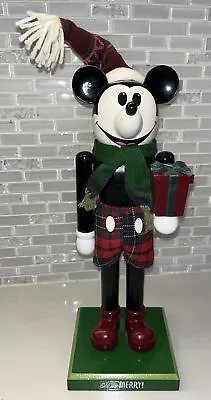 Disney Parks Mickey Mouse Nutcracker Oh So  Merry  Plaid Wooden New W/o Box Rare • $150