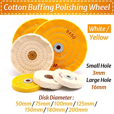 Spiral Stitched Cotton Buffing Polishing Wheel Mop 50mm-200mm Bench Grinder • $15.50