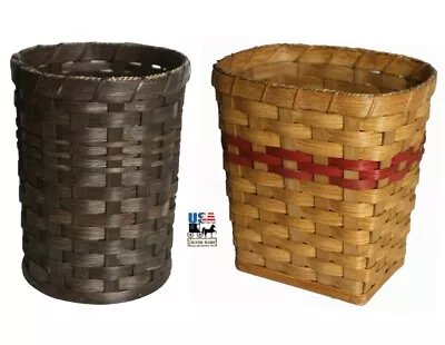 VANITY WASTEBASKET - Amish Handmade Trash Basket  2 Styles & 13 Finishes USA • $54.97