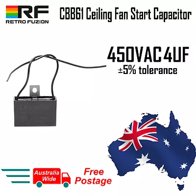 CBB61 Ceiling Fan Starting Capacitor - 4UF - AU STOCK - FREE POSTAGE AU WIDE - • $12.89