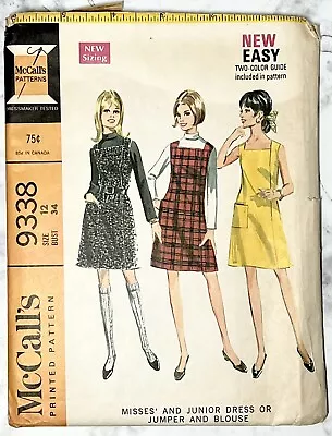 McCalls Pattern 9338 Misses Teen Square Neck Left Front Zip Dress & Jumper SZ 12 • $9.99